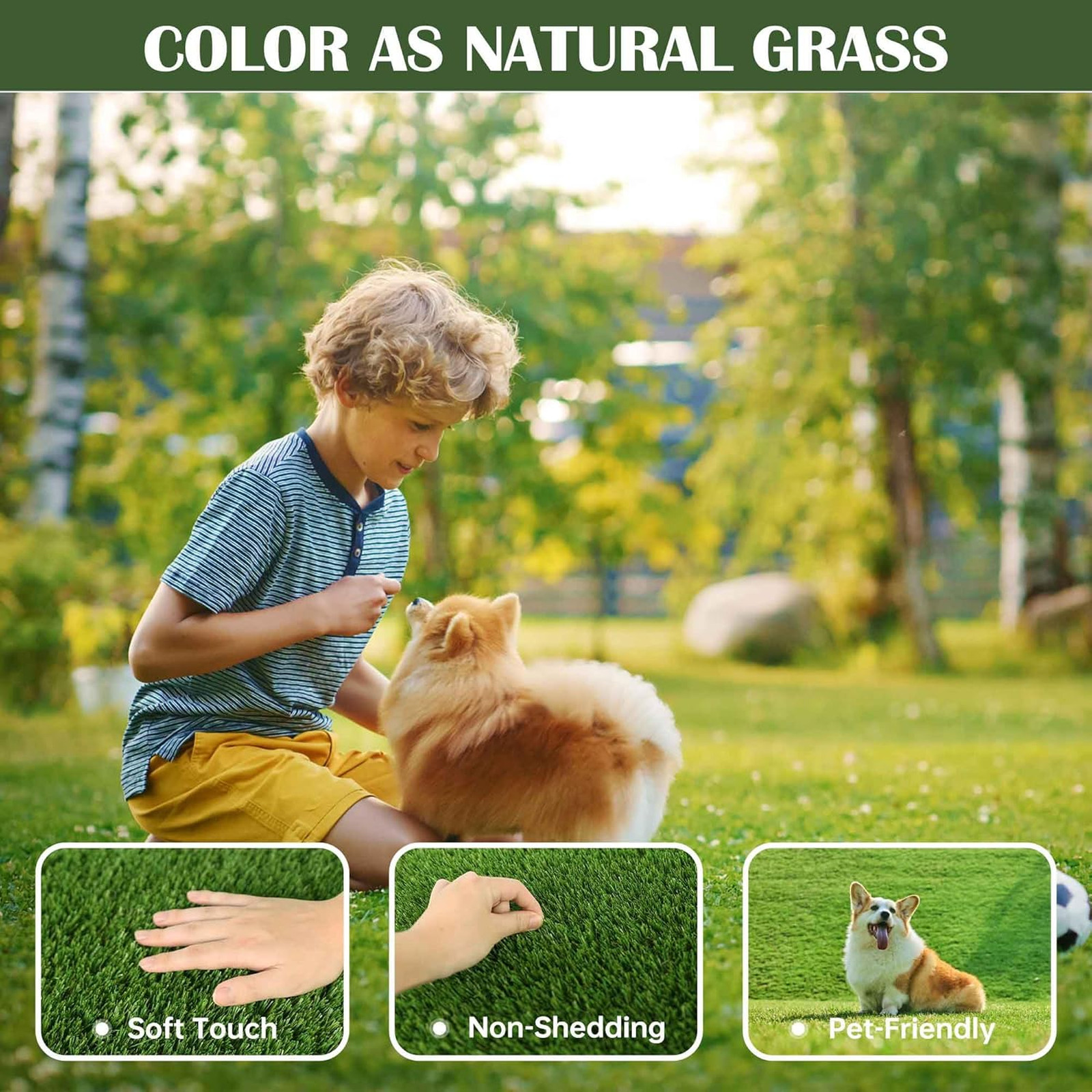 1.38″ Artificial Grass Turf 3 x 5 FT, Dog Grass Pads Indoor Outdoor Garden Lawn
