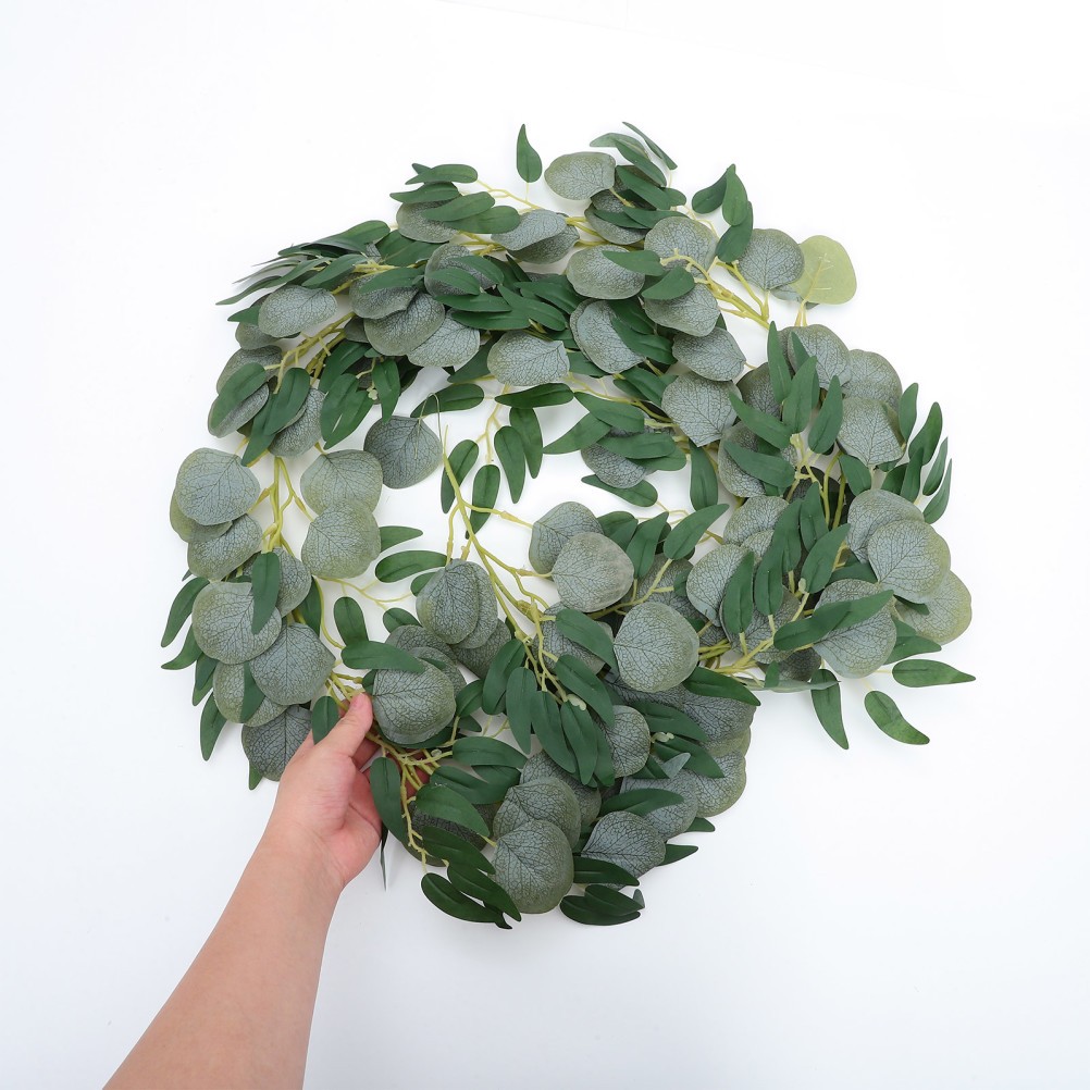 Simulated Vine Rattan Faux Eucalyptus Garland Artificial Leaves Green Plant