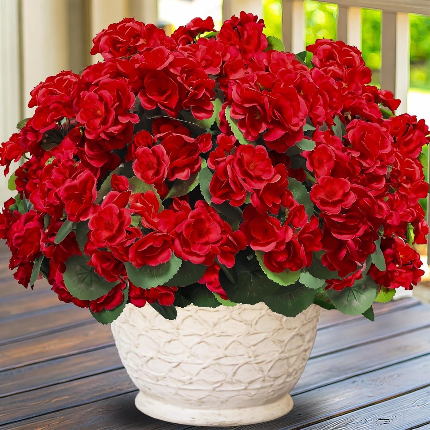 Artificial Geraniums Flowers for Outdoors Summer Decor, 4 Bundles Fake Flowers S