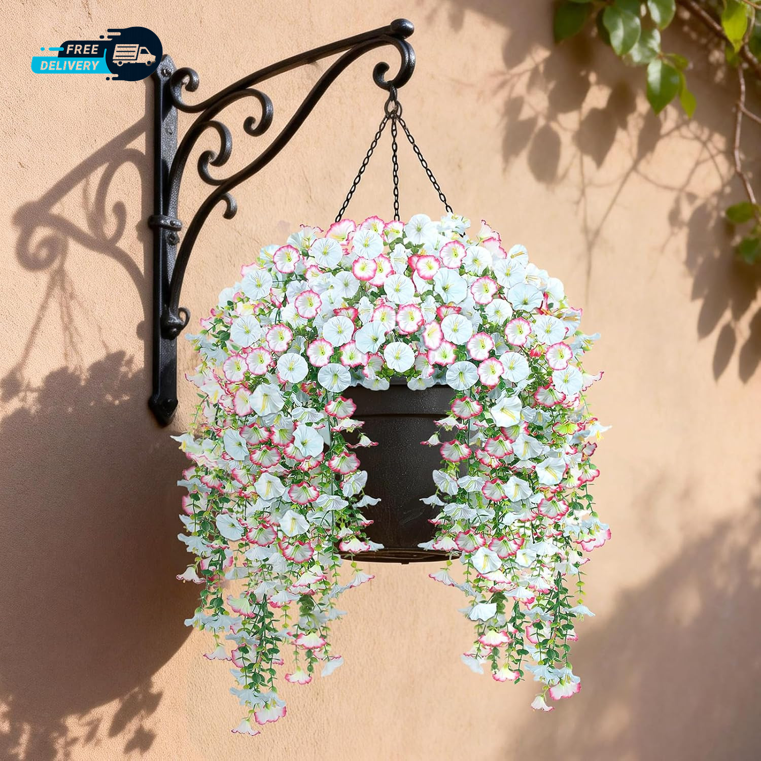 Artificial Hanging Flowers for Outdoors 2 PCS 300 Blooms UV Resistant