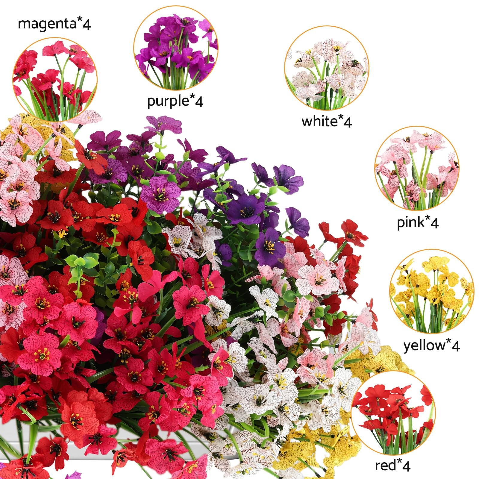24PCS Artificial Flower Daisies and Eucalyptus Leaves,UV Resistant Faux Flowe…