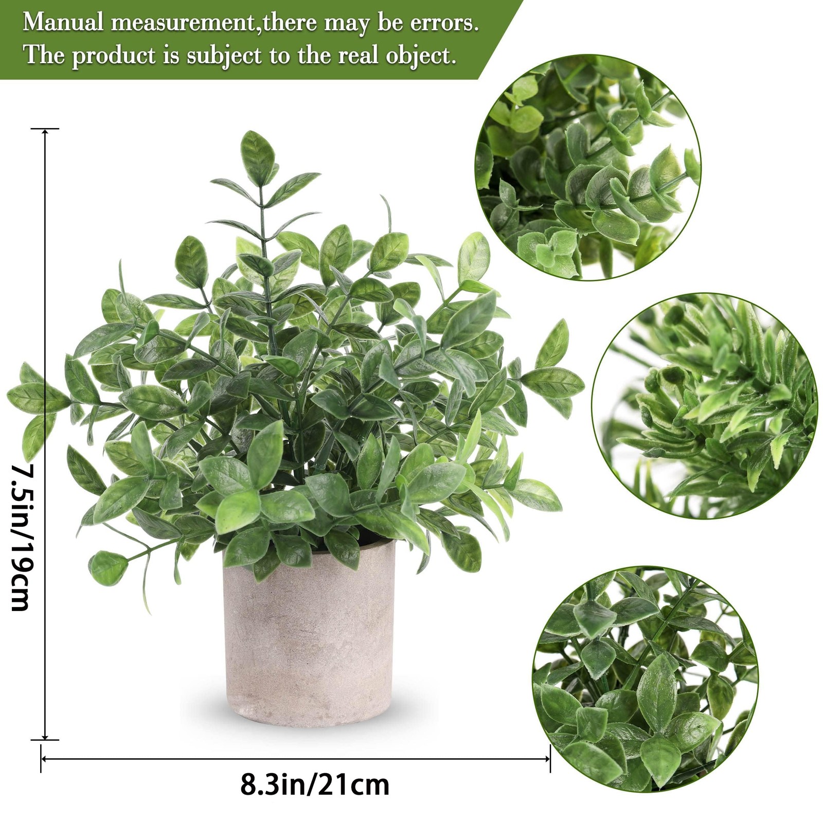 Der Rose 3 Pack Mini Potted Fake Plants Artificial Plastic Eucalyptus Plants