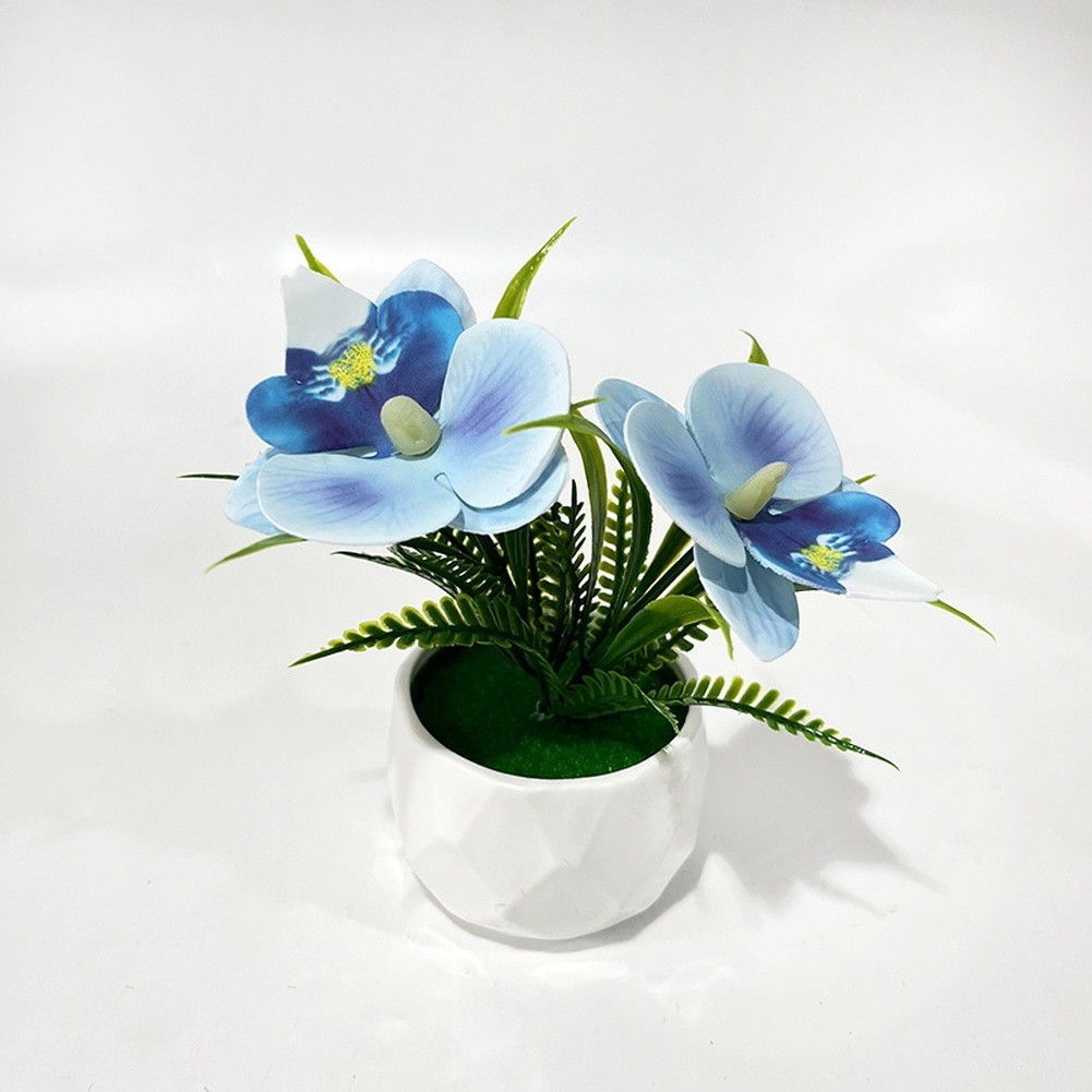 Soft Rubber Miniature Orchid Plant in Pot White Purple Orange Blue Red Options
