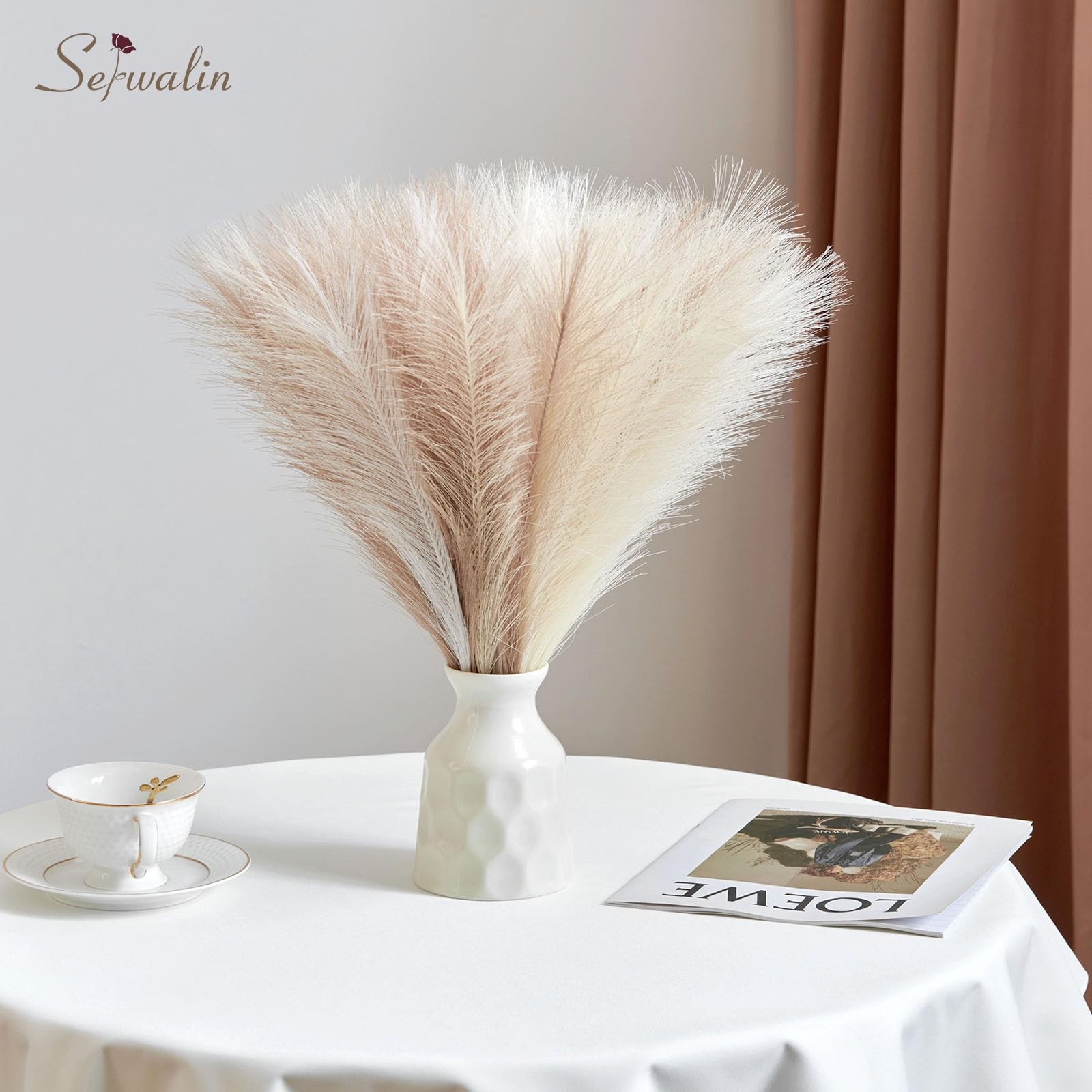 𝟲𝟬pcs Pampas Grass Decor, 𝟭𝟳.𝟳Inch Pampas Grass Home Decor, Faux Pampas …
