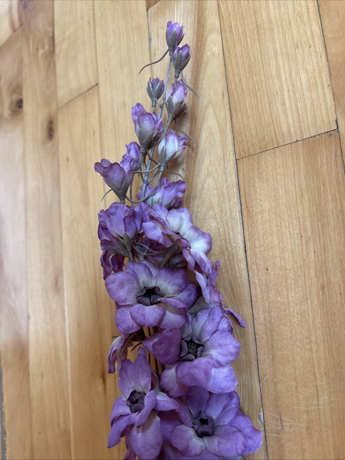 Vintage Plastic Large Purple Larkspur Flower Stems – Case of 12 – New Old Stock