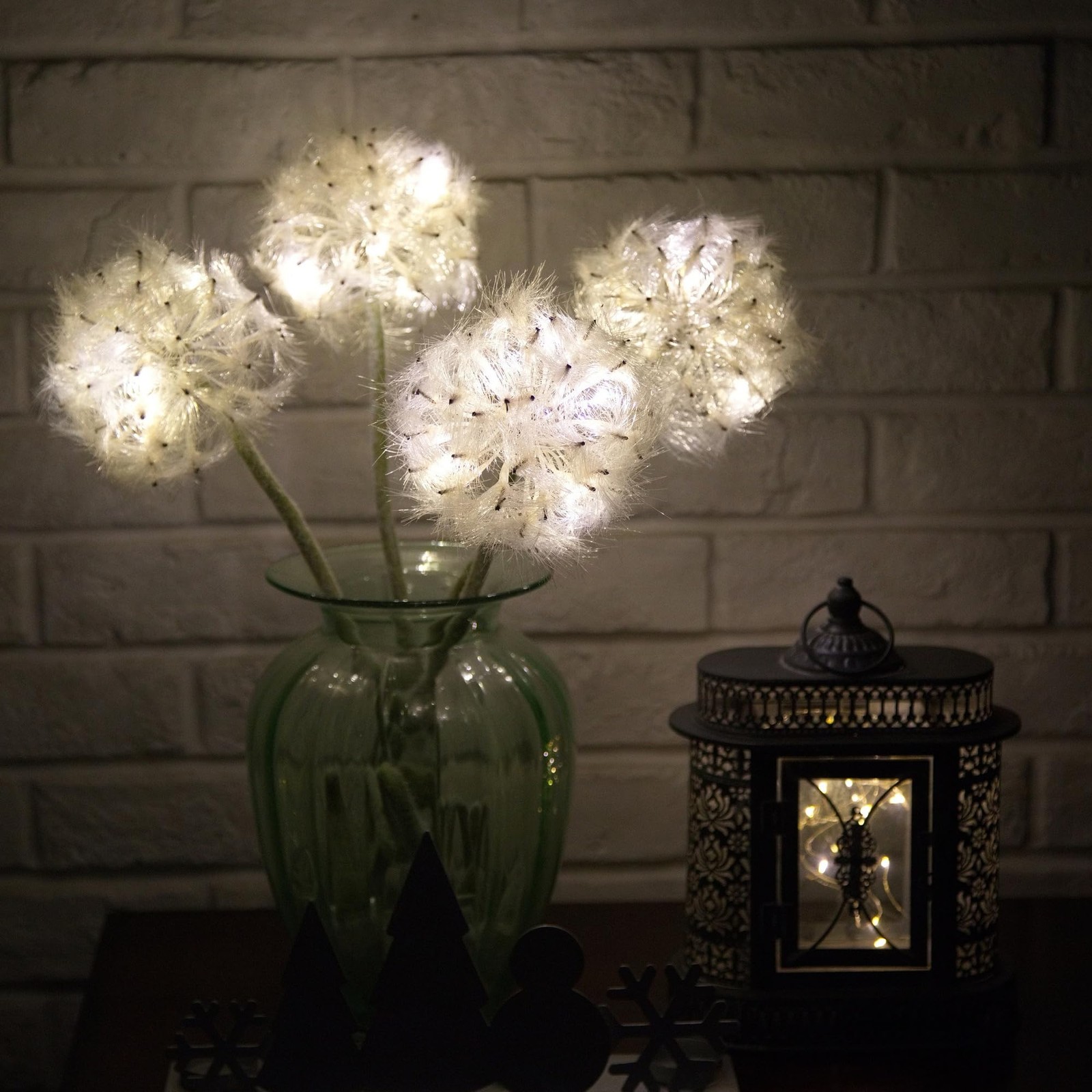 TOPIA Artificial Dandelion Flowers with LED Lights with Timer Faux Dandelion …