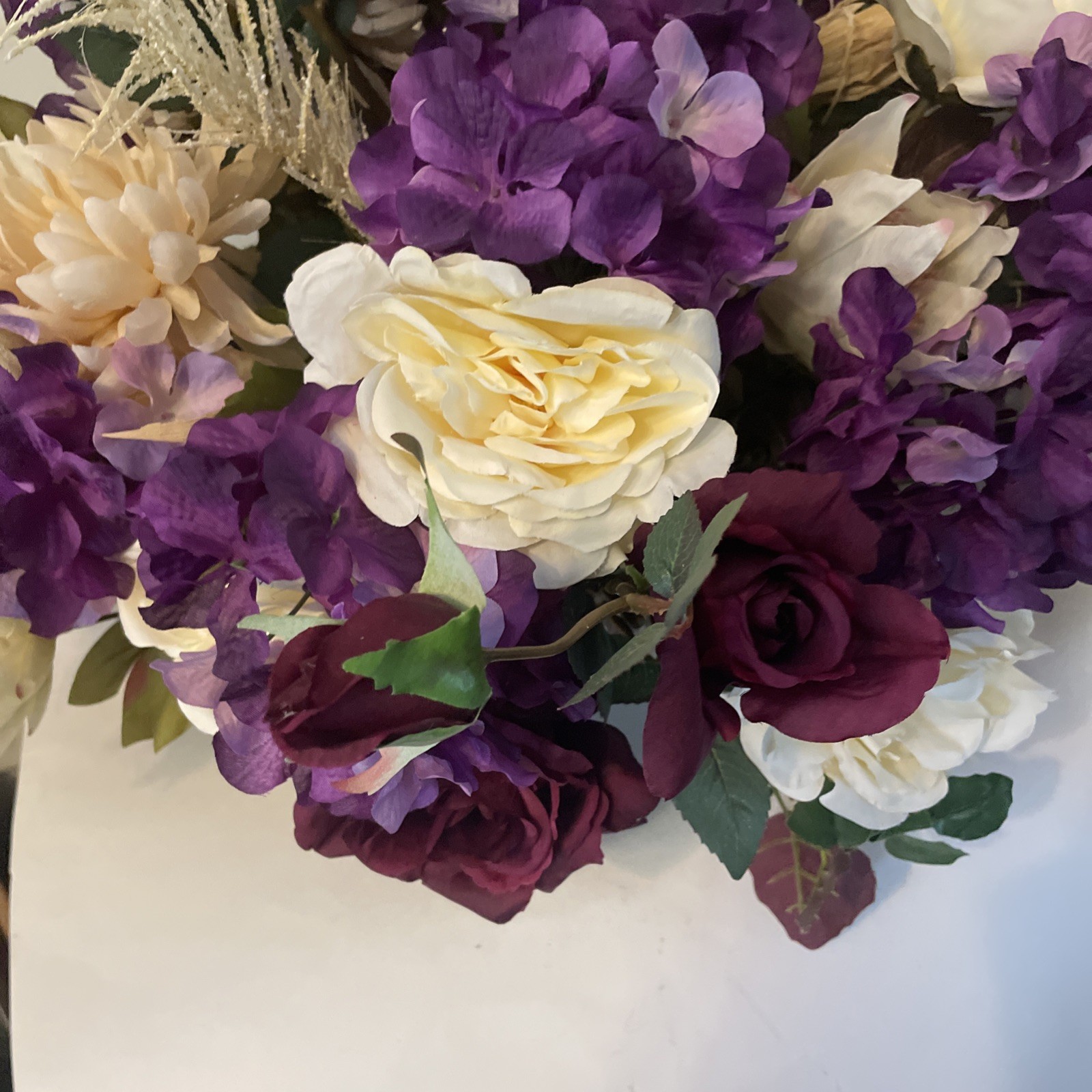 Blush Purple Floral Centerpiece, Romantic Table Decor, Neutral Ivory Arrangement