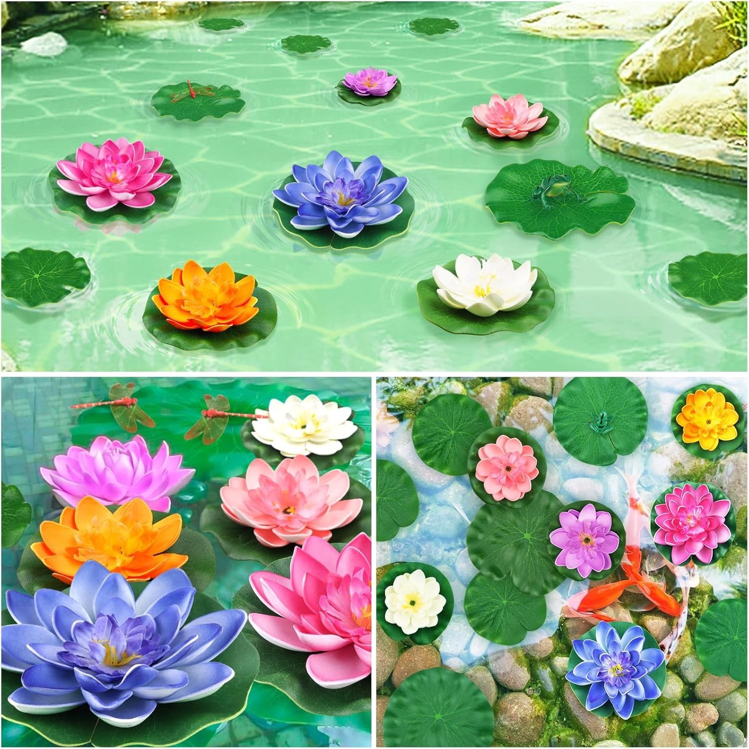 22pcs Lily Pad for Ponds, Artificial Lotus, Realistic Water Floating Foam Lot…