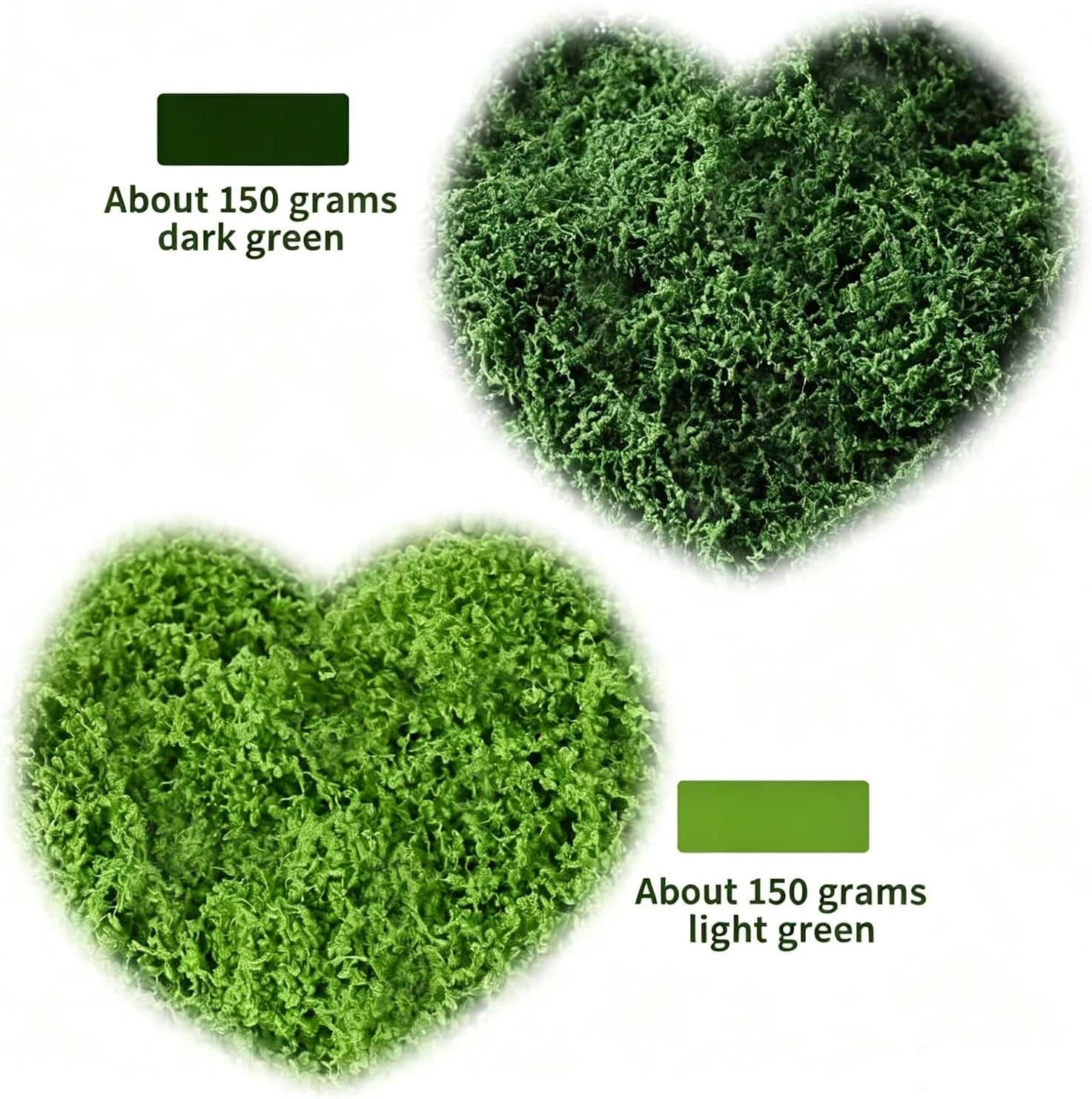 Dual-Color Fake Moss for Plants Indoor, 10.6oz Realistic Artificial Moss for Cra