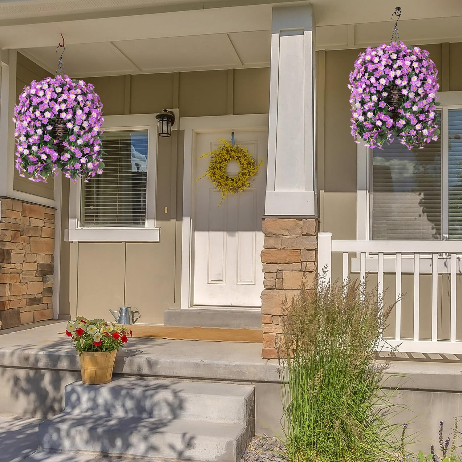 Artificial Fake Hanging Flowers with Basket for Outdoor Decoration,Uv Resistant