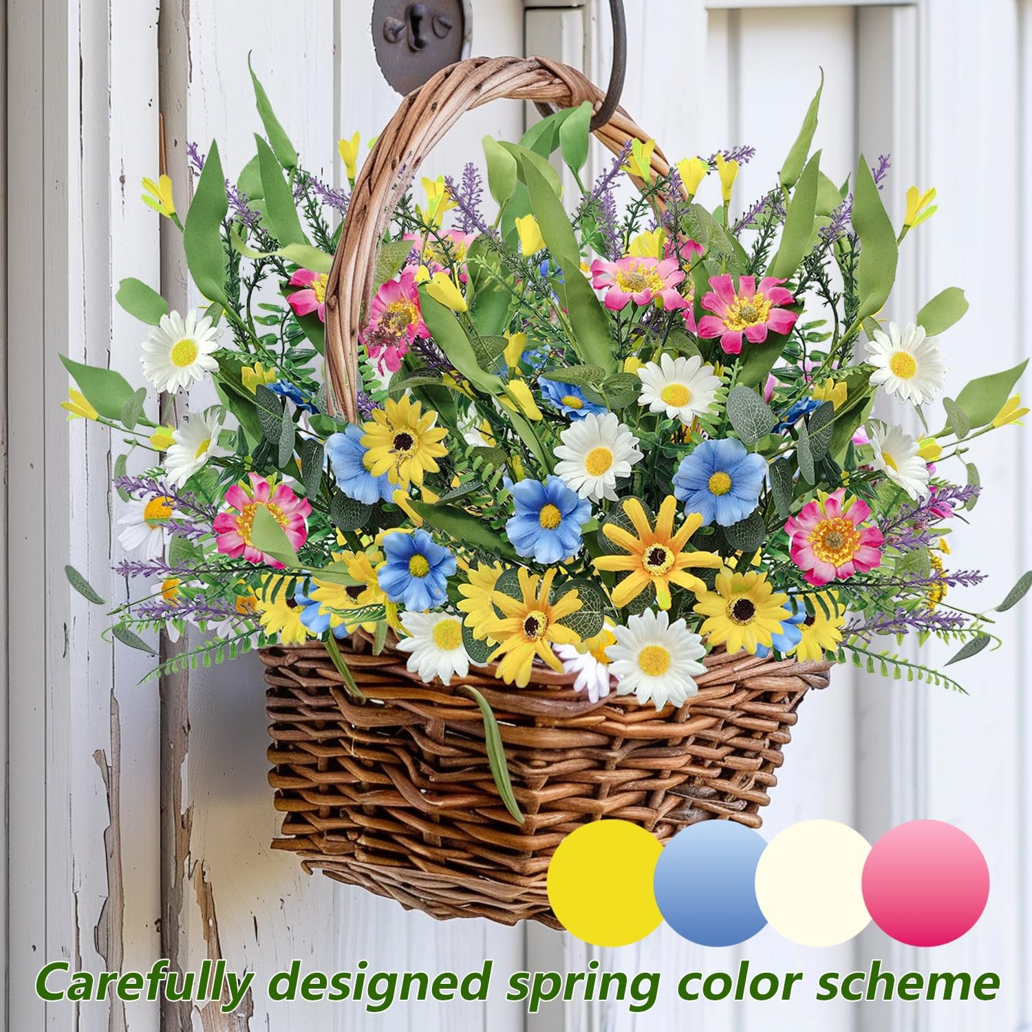 4 Bundles Artificial Daisy Flowers Bouquet Fake Wildflowers Silk Spring Floral S