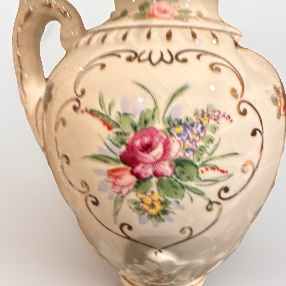 Artificial Multicolor Flower Arrangement with Mixed Roses in Ceramic Vase