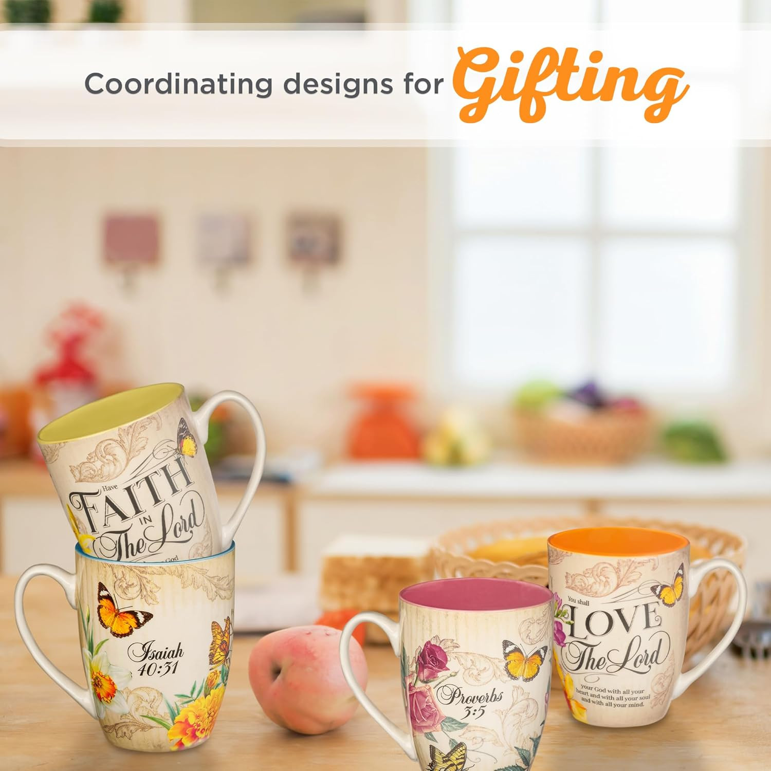 Pink Rose Floral & Yellow Butterfly Ceramic Coffee Mug – 12