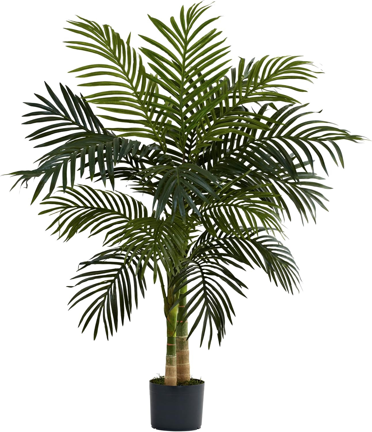 Nearly Natural 4Ft Golden Cane Palm, Double Stalk Artificial Tree with Lush Real