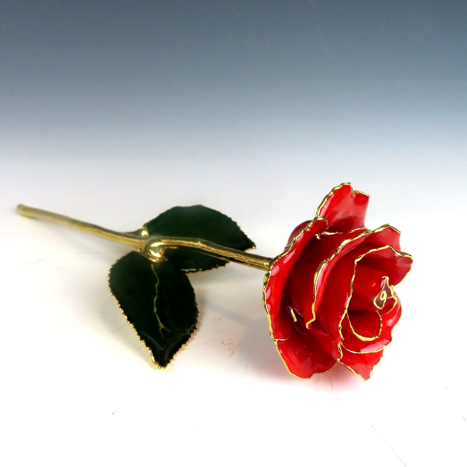 Real Red Rose Preserved & Dipped in 24K Gold – 11″ Long Stem Gift Keepsake