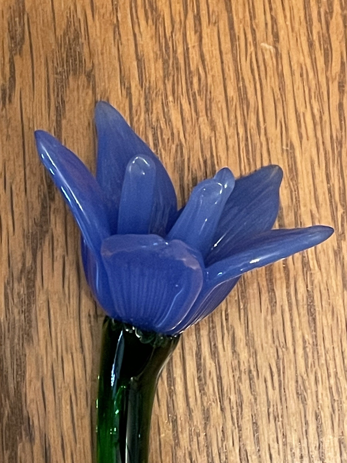 Vtg Murano Style Lot 4 Hand Blown Art Glass Long Stem Flower Bouquet 19″-20″