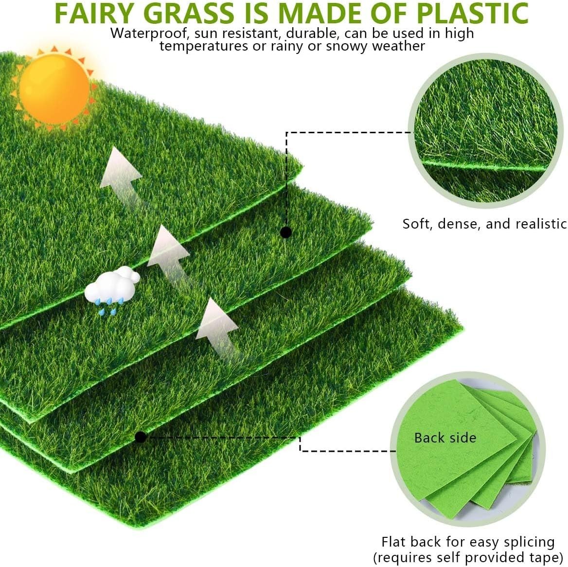 Versatile 6×6 Inches Artificial Grass for Dollhouse Decoration – Pack of 6