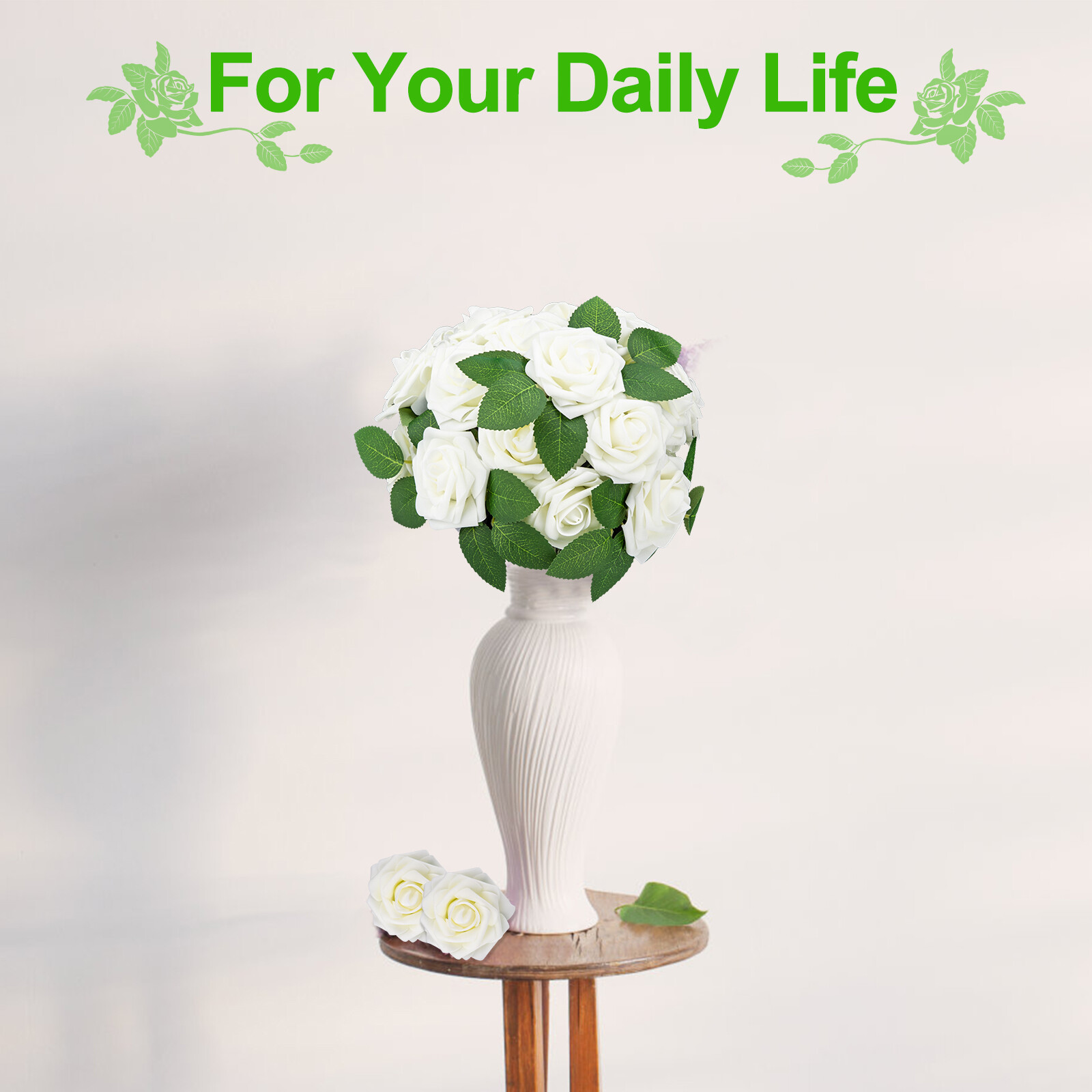 US 25/50pcs Artificial Flowers Real Looking Foam Rose Decoration DIY for Wedding