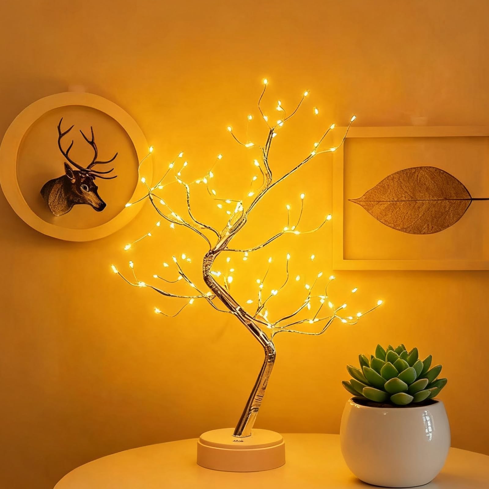 20″ Tabletop Bonsai Tree Light, 108 Fairy Light Spirit Tree, Battery/USB Oper…