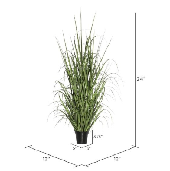 Vickerman 24″ Everyday Artificial Green Potted Ryegrass Faux Grass Plant Decor