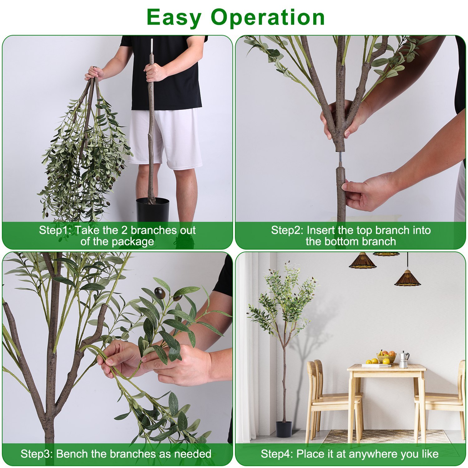 Artificial Olive Tree Indoor Potted Tree Green Plants for Home Office Decor