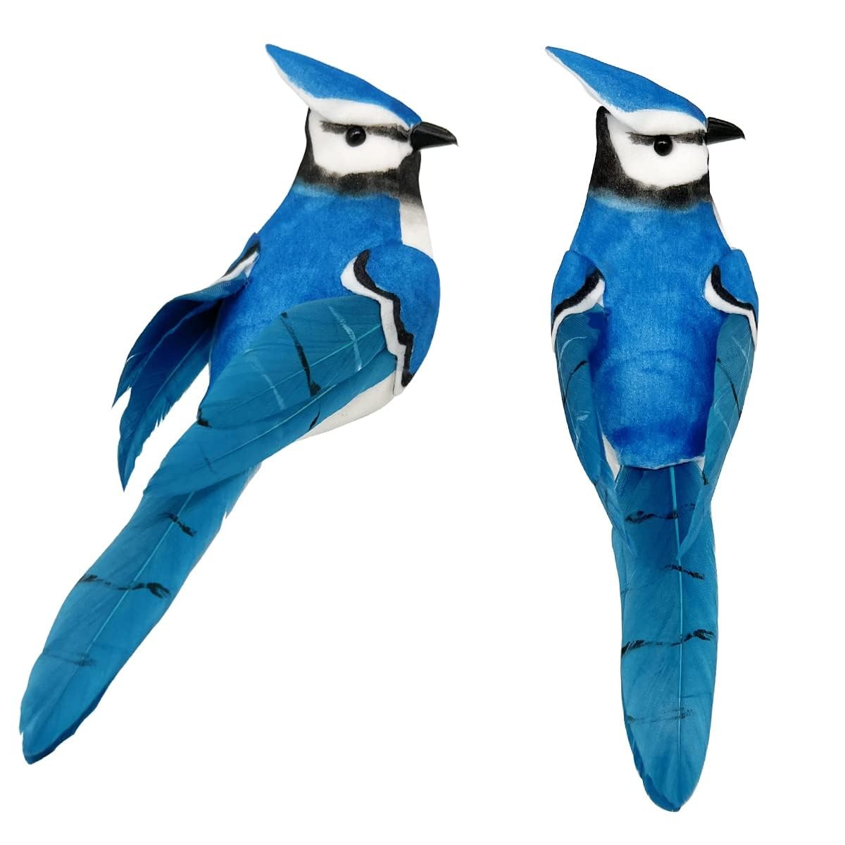 6PCS Clip On Artificial Birds Realistic Blue Jay 5.5Inch Foam Feather Bird fo…