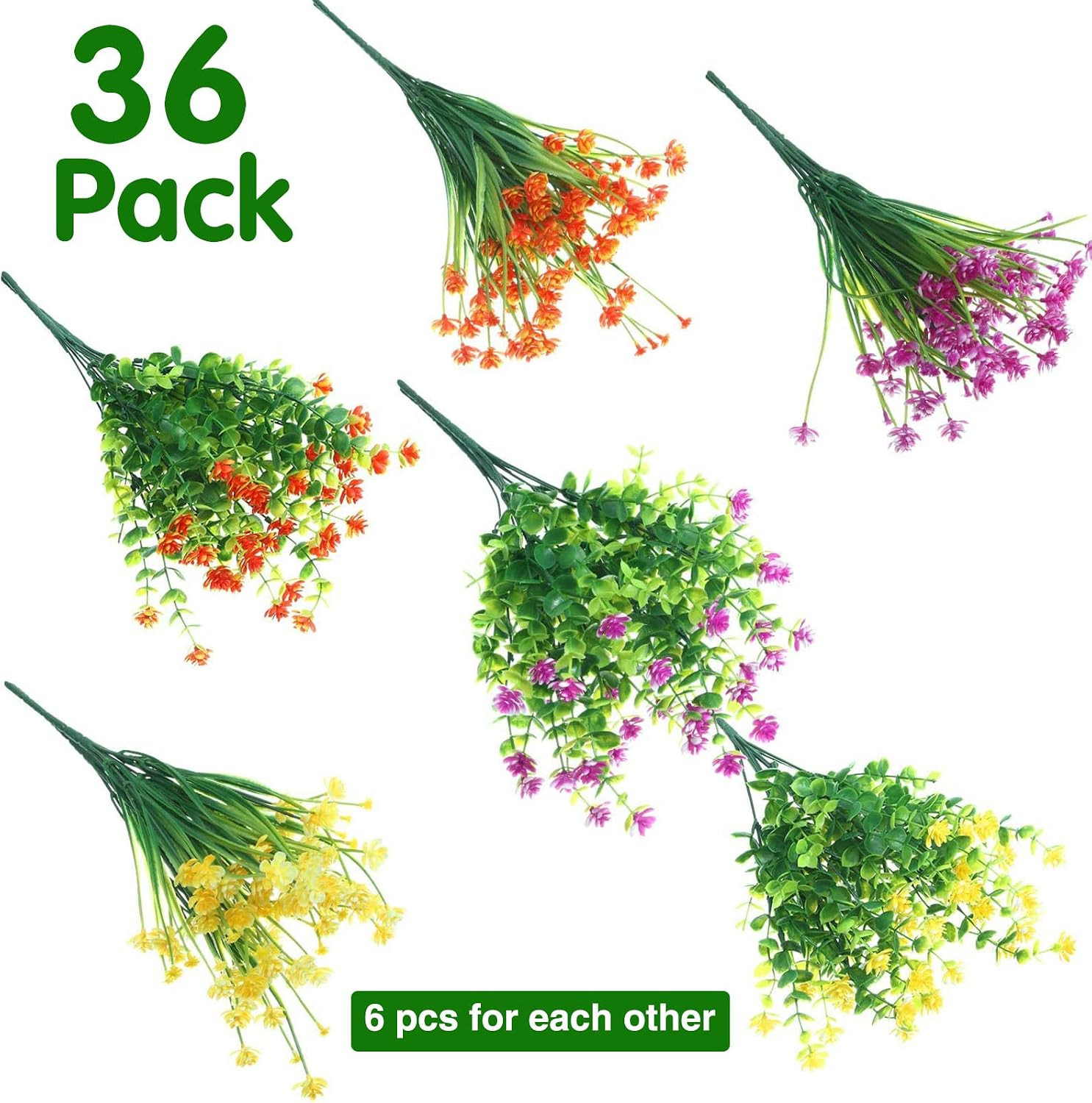 36 UV Resistant Artificial Flower Bundles for Vibrant Outdoor Decor