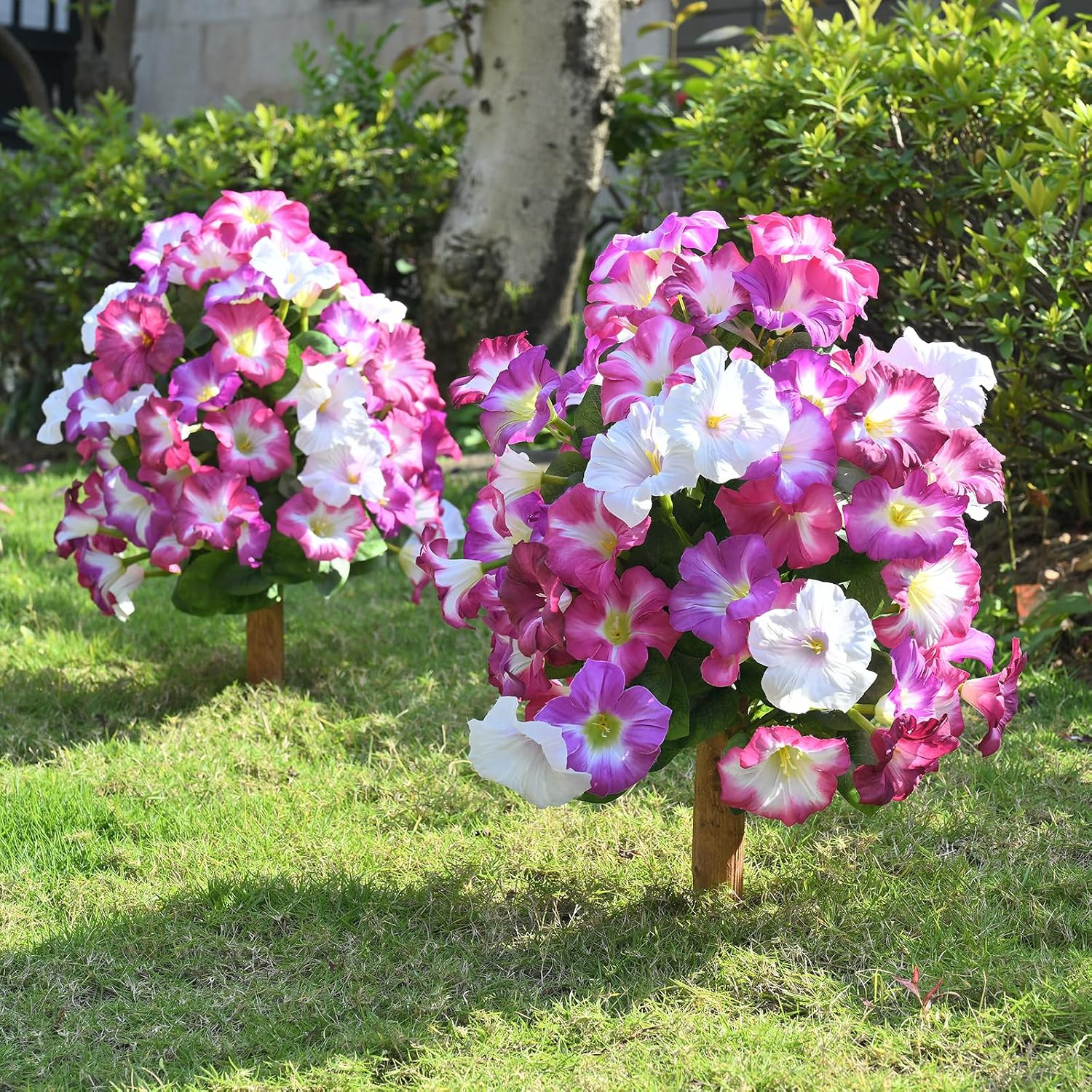 Set of 2 UV Resistant Faux Petunia Topiary Balls for Outdoor Decor