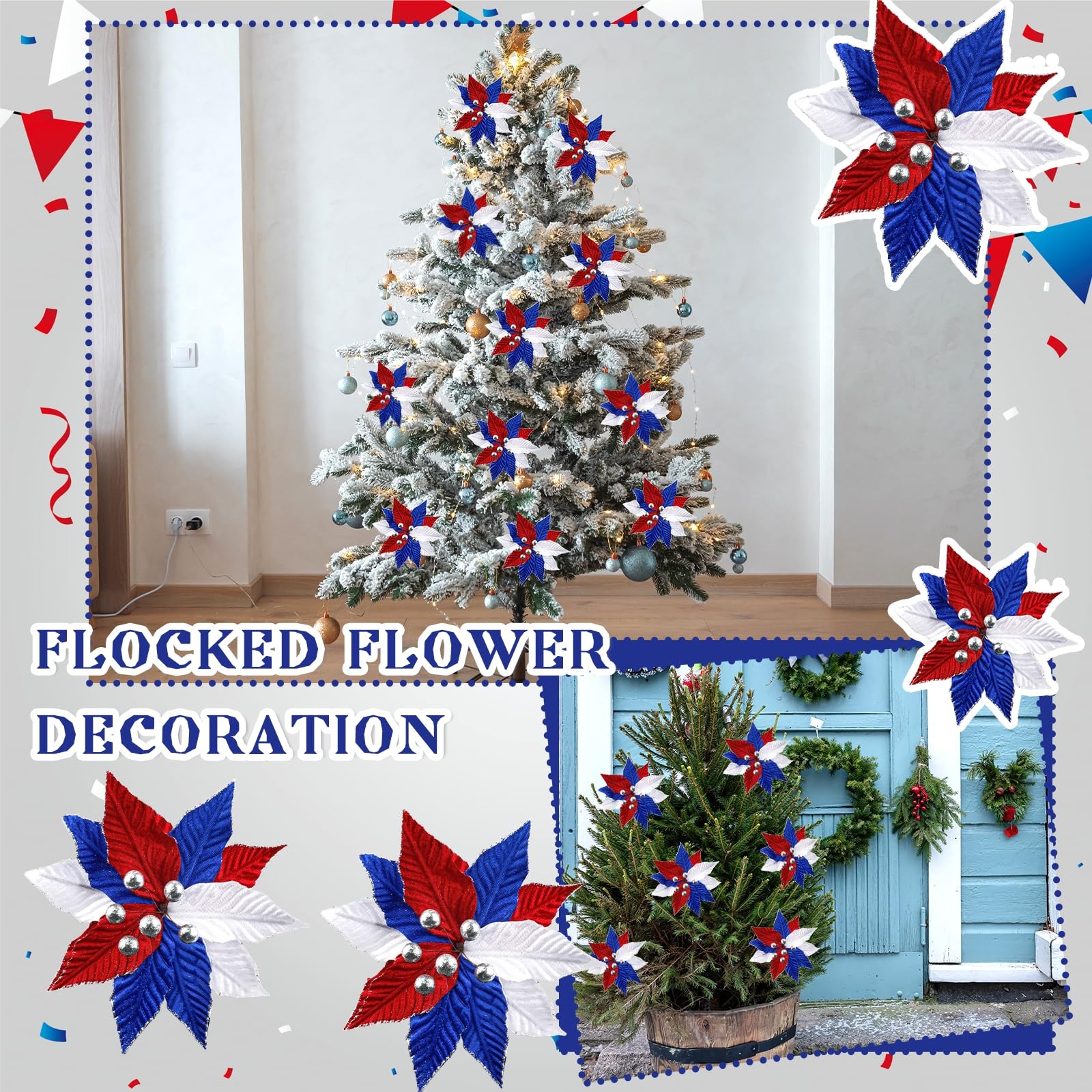 9 Pcs 4th of July Artificial Flowers Red White Blue Flowers Bouquets Patrioti…