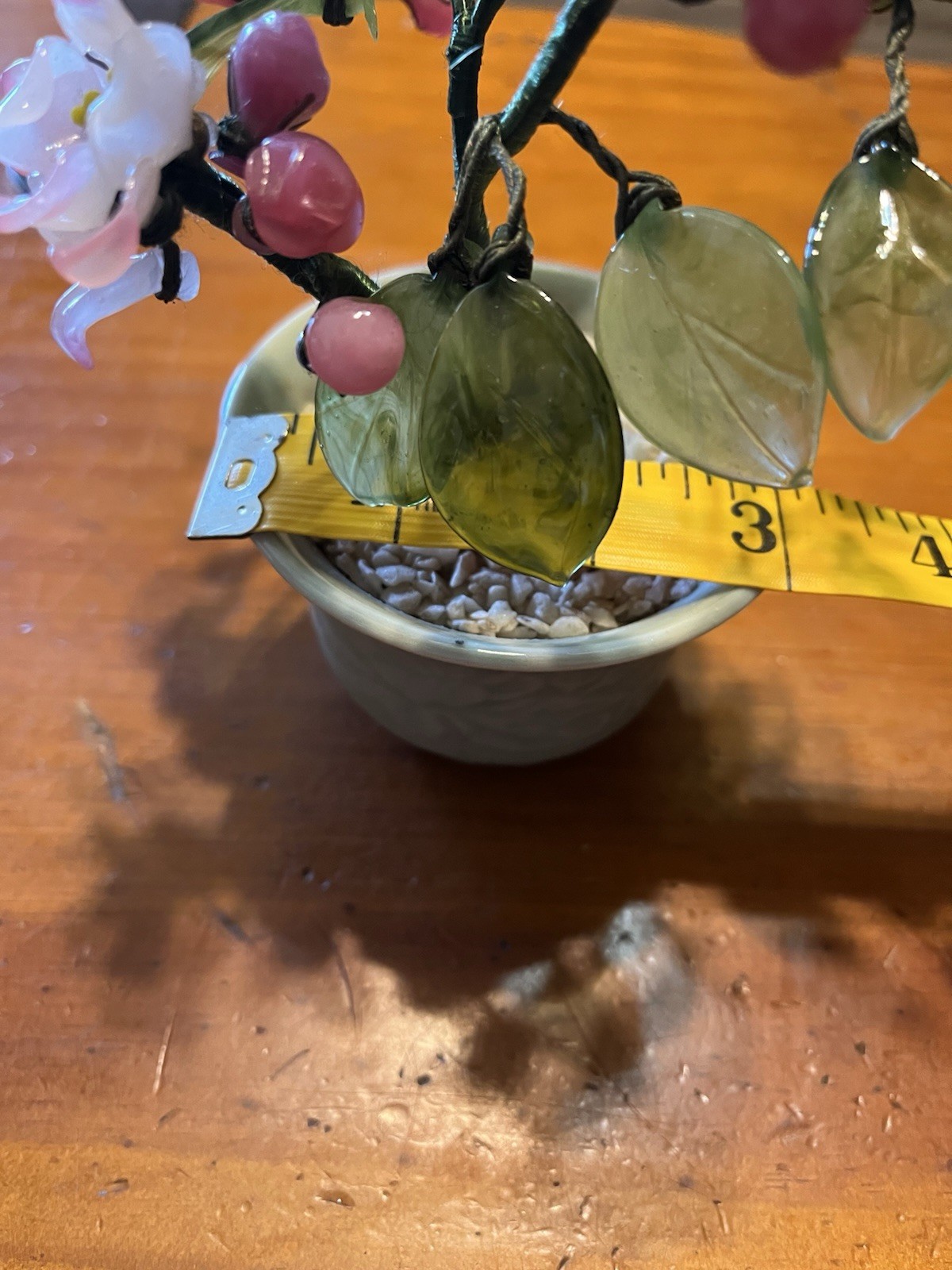 Vintage Chinese bonsai with glass and Jade