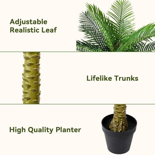 8ft Artificial Palm Tree – Tall Faux Tropical Plant with Adjustable Leaves for I