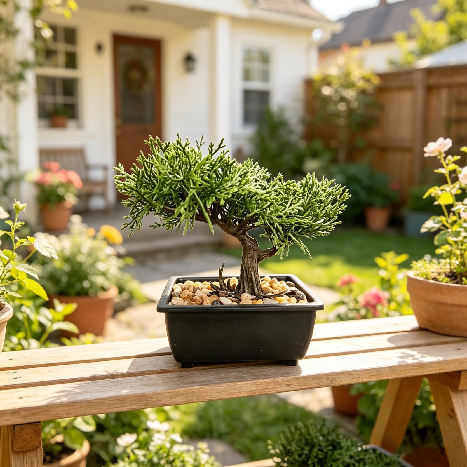 Artificial Bonsai Tree Juniper Faux Plants Indoor Small Fake Plants Decor wit…