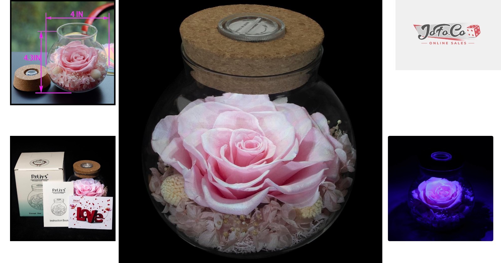 Preserved Real Pink Roses in Mood Light Wishing Bottle – Eternal Love Decor