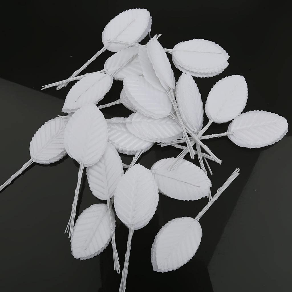 200pcs Artificial Silk Leaves for Decor Wedding Corsage Bouquets – White