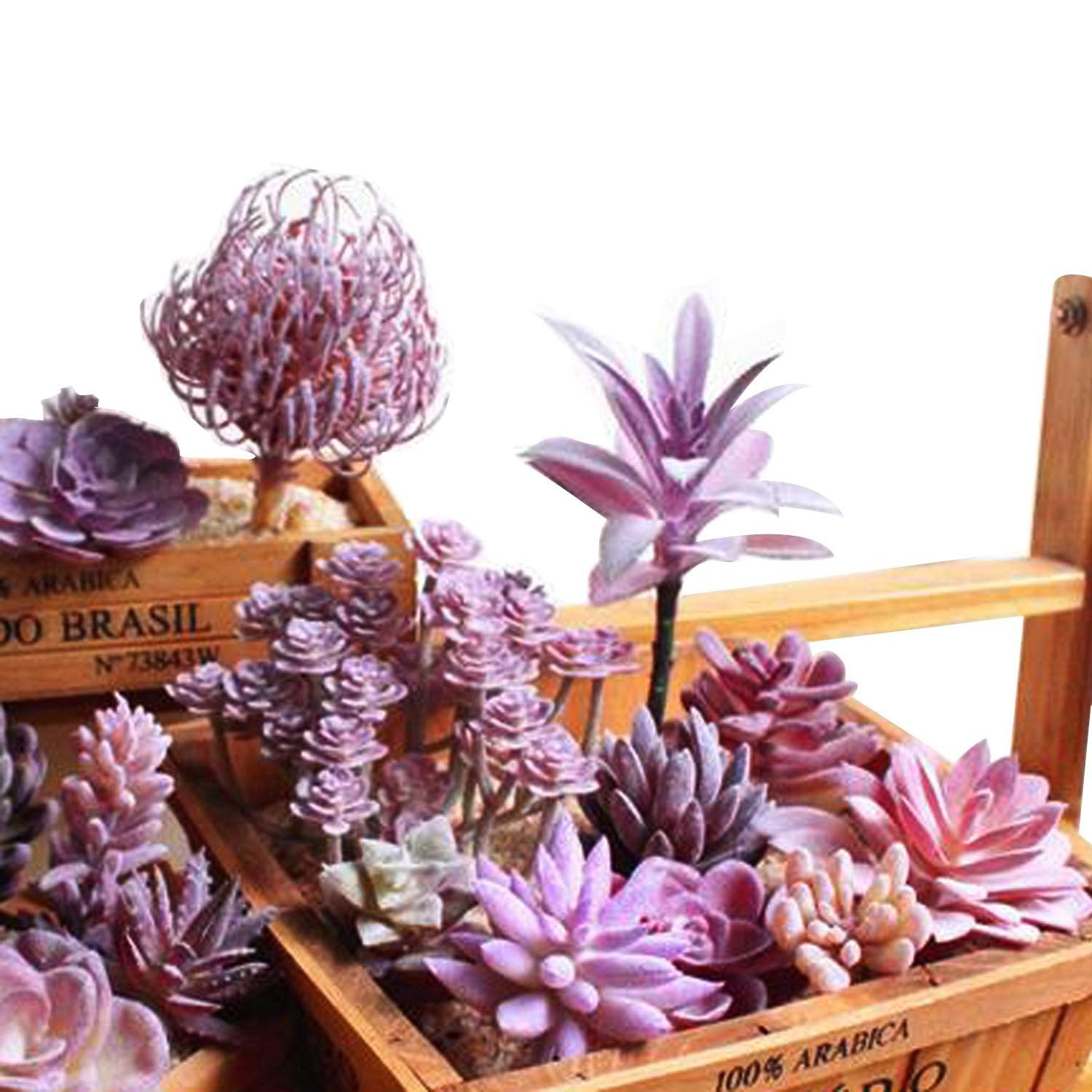 15 PCS Artificial Succulent Plants – Purple Faux Succulents for Home Decor, DIY