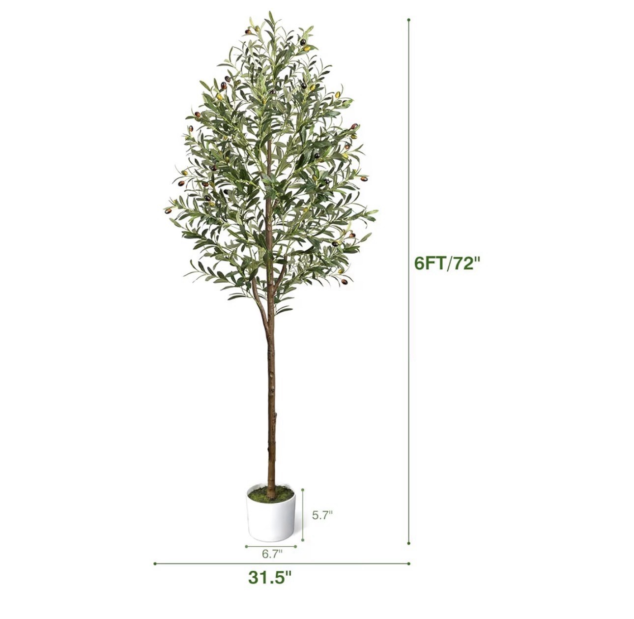 6FT Artificial Olive Tree – Indoor Tall Faux Olive Trees with Planter&Basket,