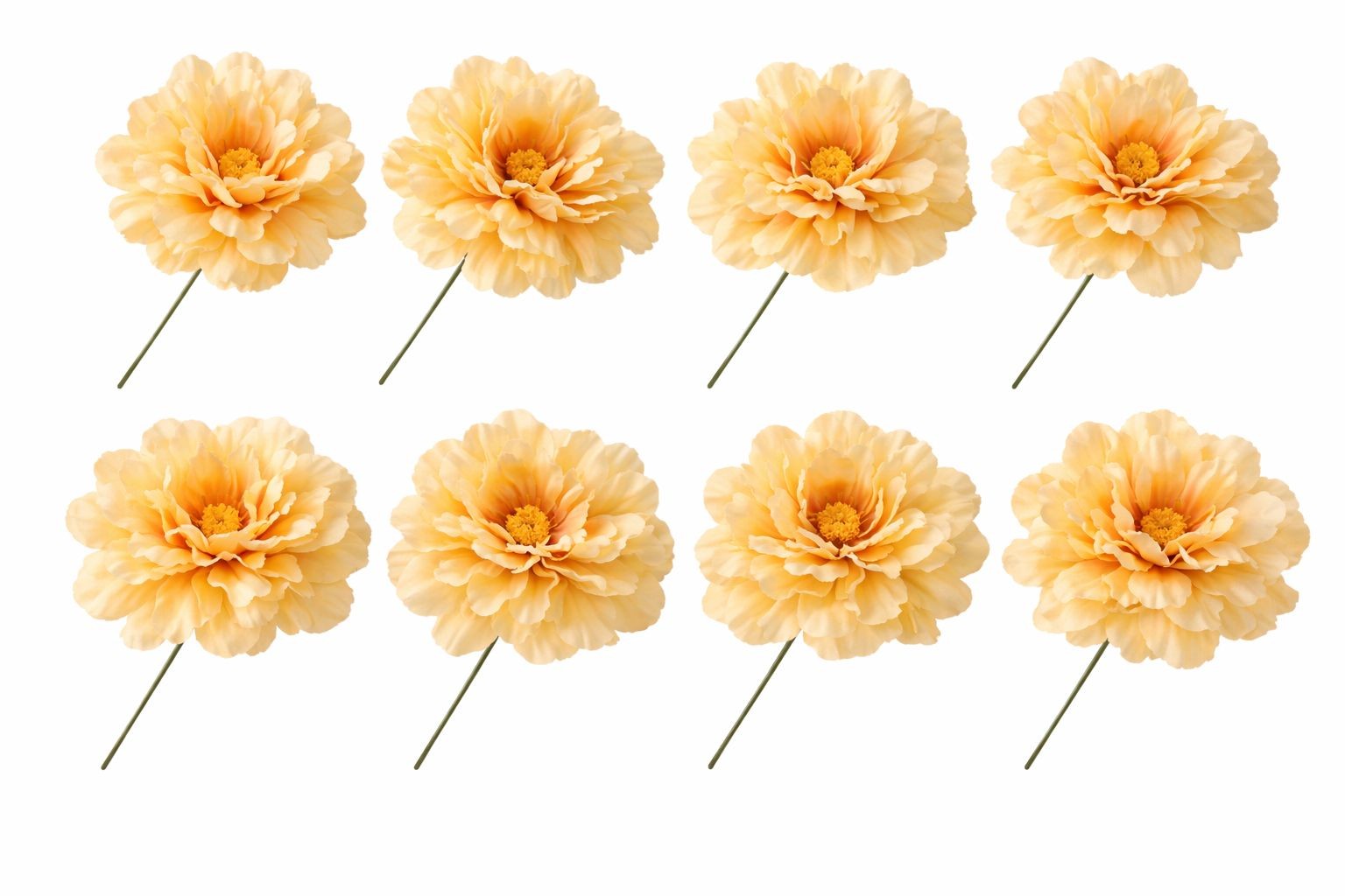 Peach Peony Flowers Set of 8 Faux Blooms 5 Inch Floral Heads Wired Craft Wreath