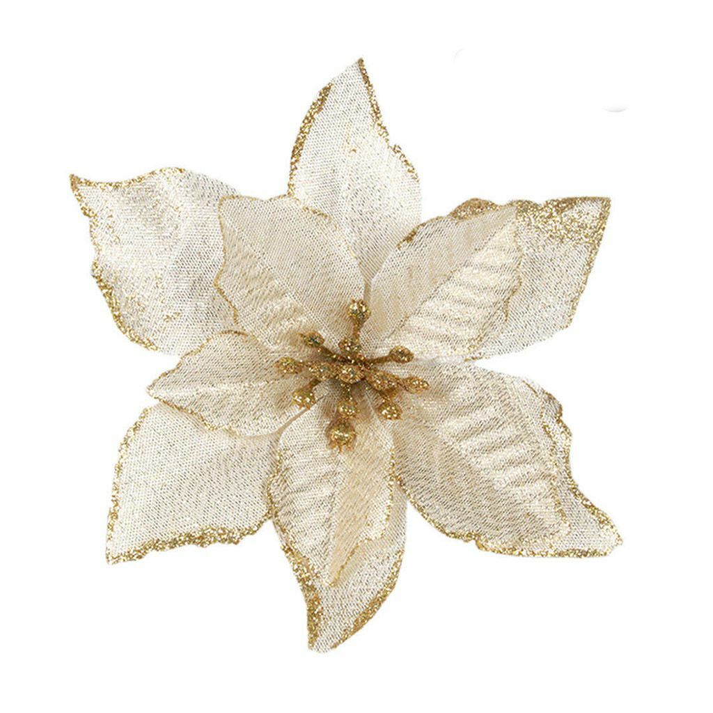 12Pcs Glitter Christmas Flower Tree Hanging Ornaments Festival Xmas Decor Prop