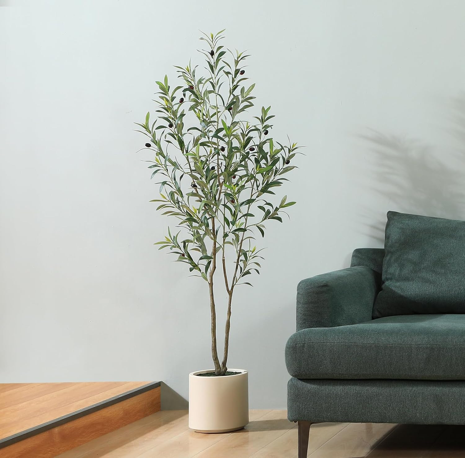 5 Ft Artificial Olive Tree in White Planter – Perfect for Home Decor & Gifts