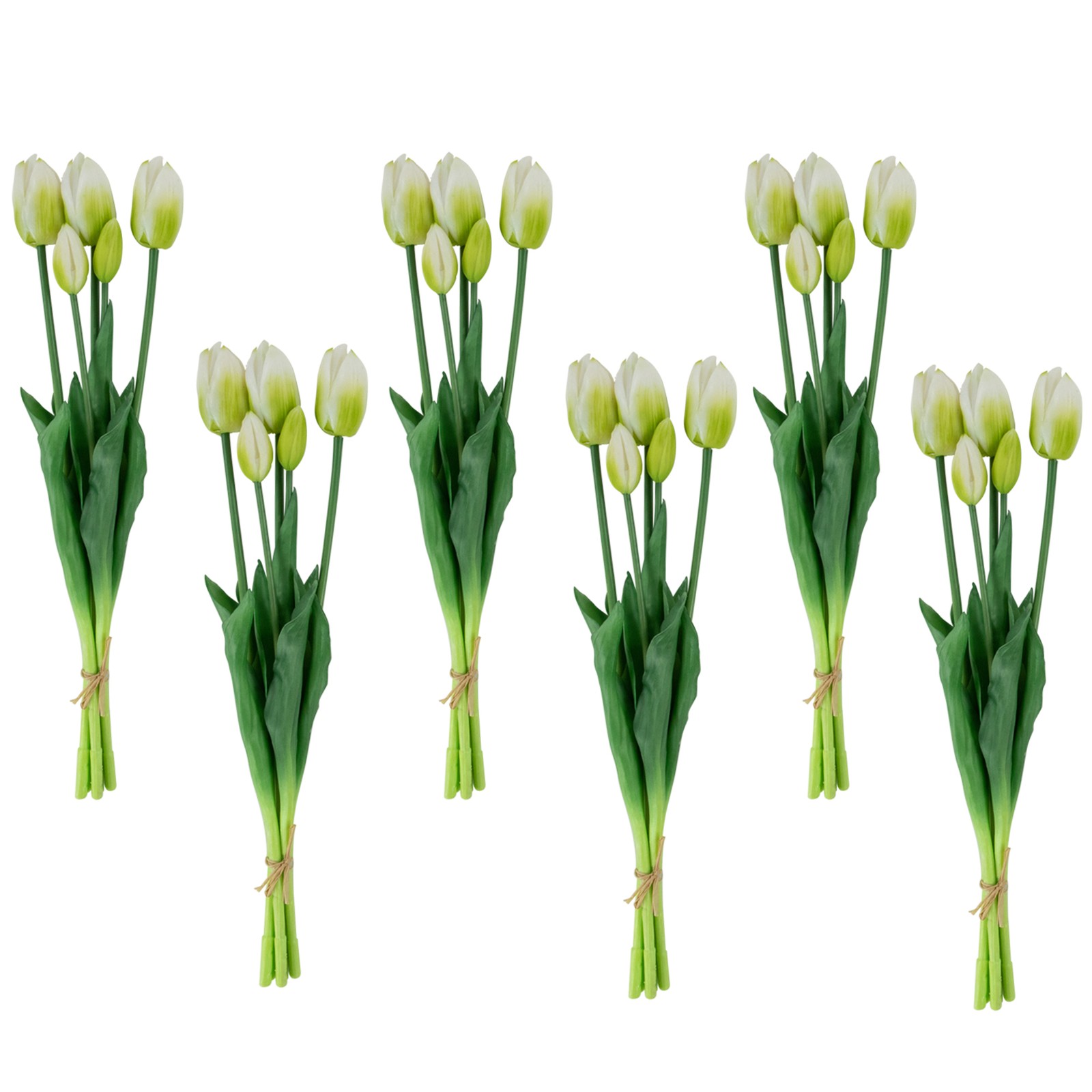 Northlight Real Touch™ White Green Tulip Floral Bundles Set of 6 – 18″