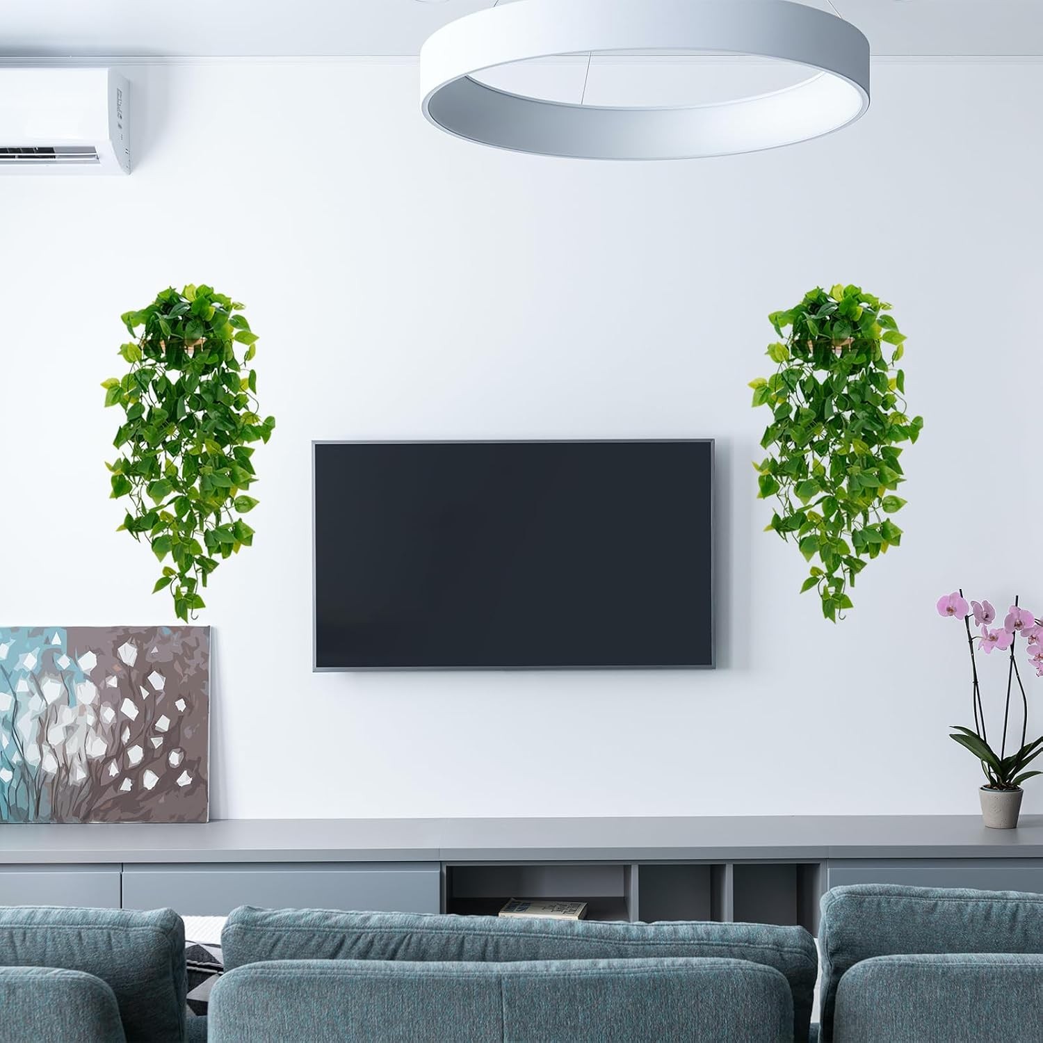 2pcs Fake Faux Hanging Plants Artificial Pothos Vines Wall Indoor Outdoor Decor