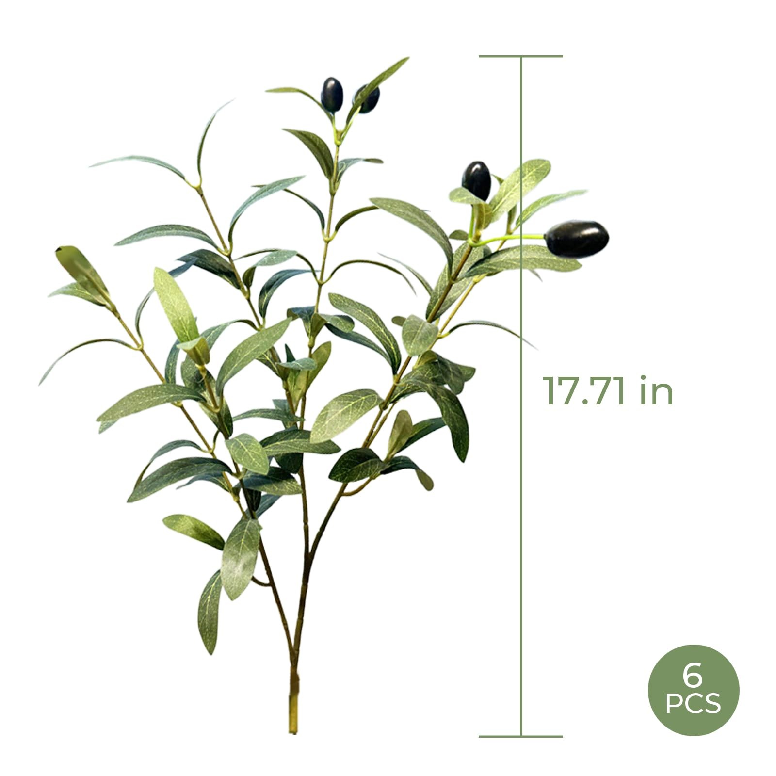 6Pcs Artificial Olive Tree Branches with Lifelike Olives, Faux Olive Leaves S…
