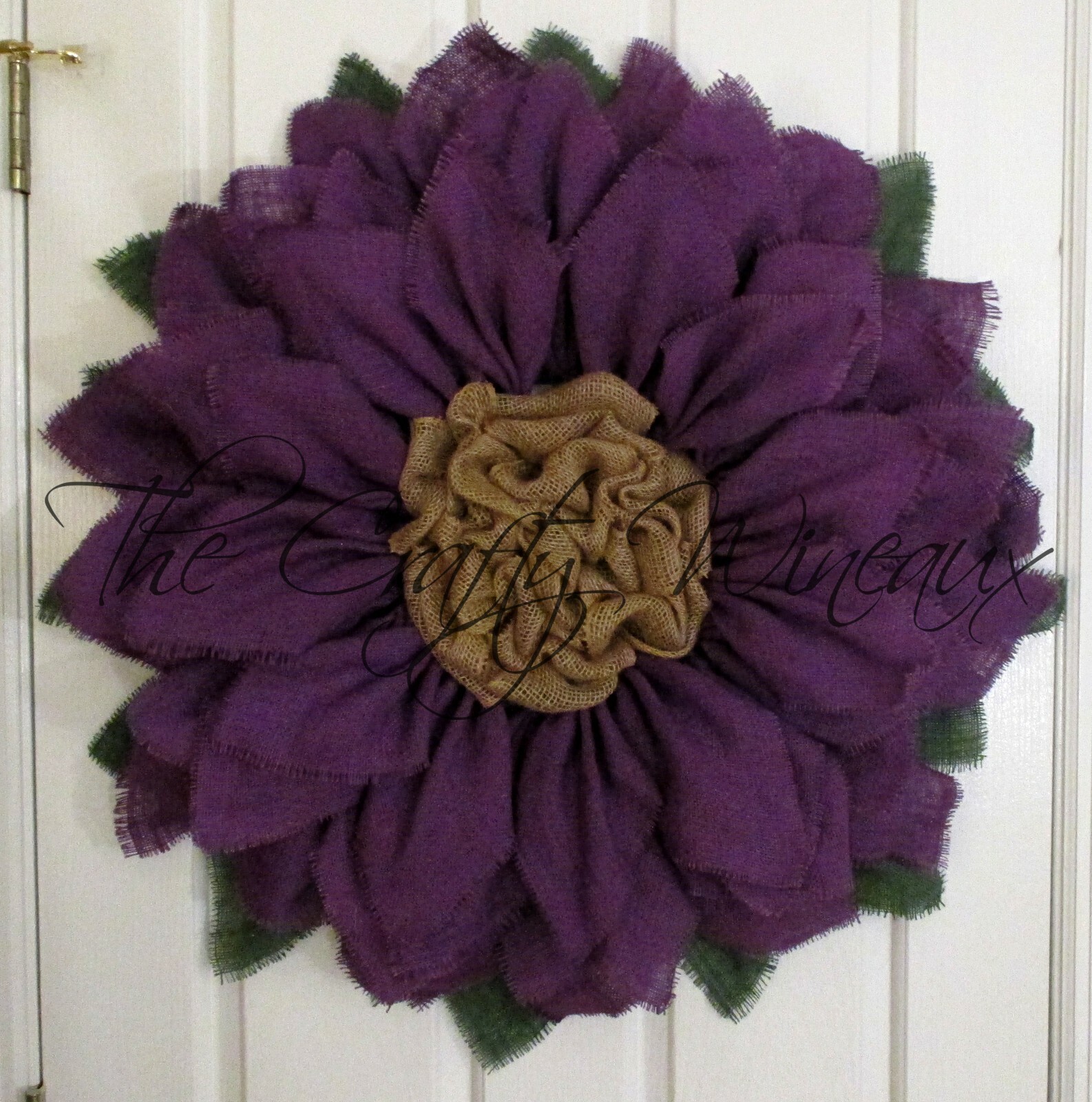 The Crafty Wineaux – Extra Large 30″ Purple Burlap Sunflower Wreath