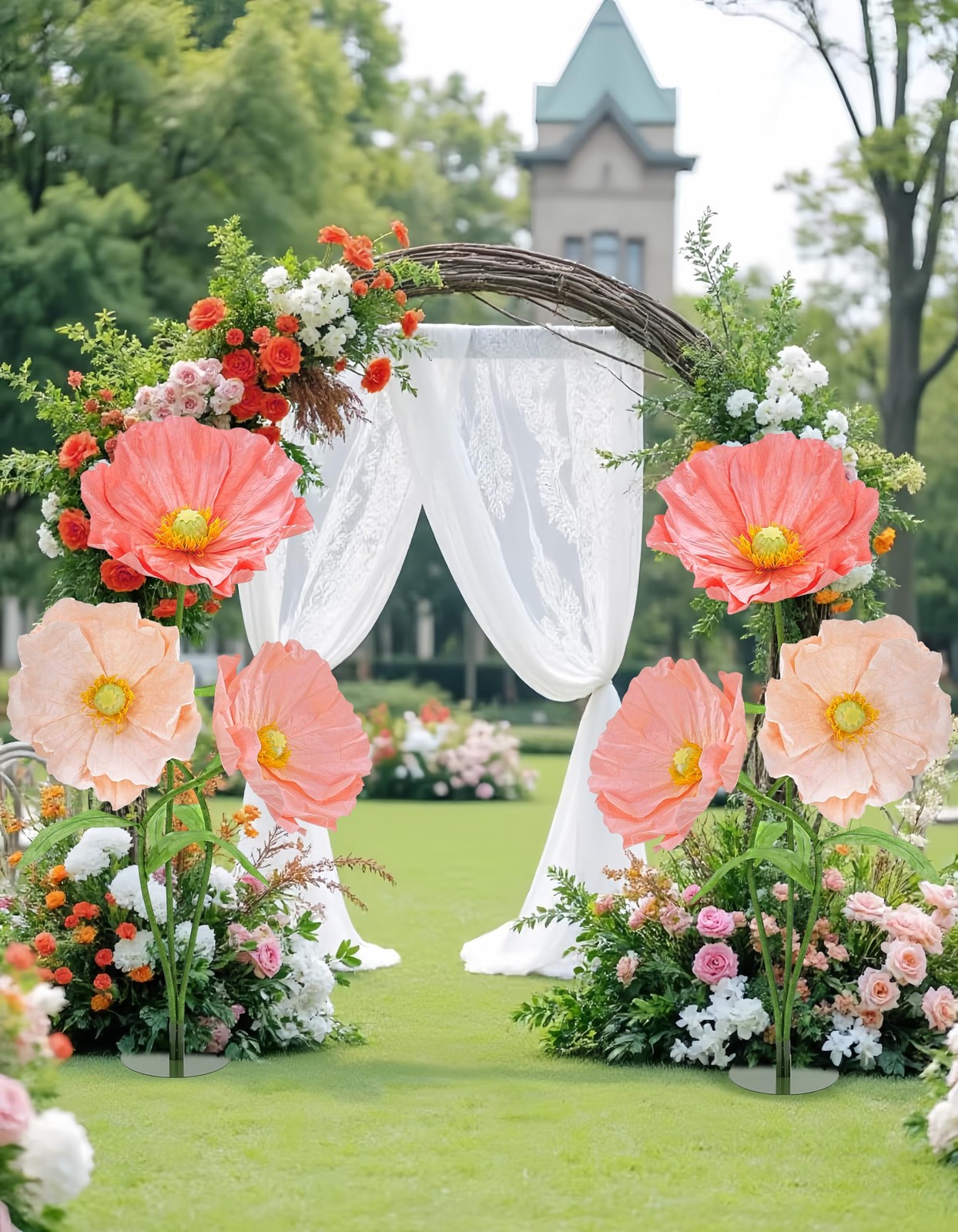 Large Fake Flowers Decor -5.6 Ft Giant Artificial Flowers Big Floral with Sta…