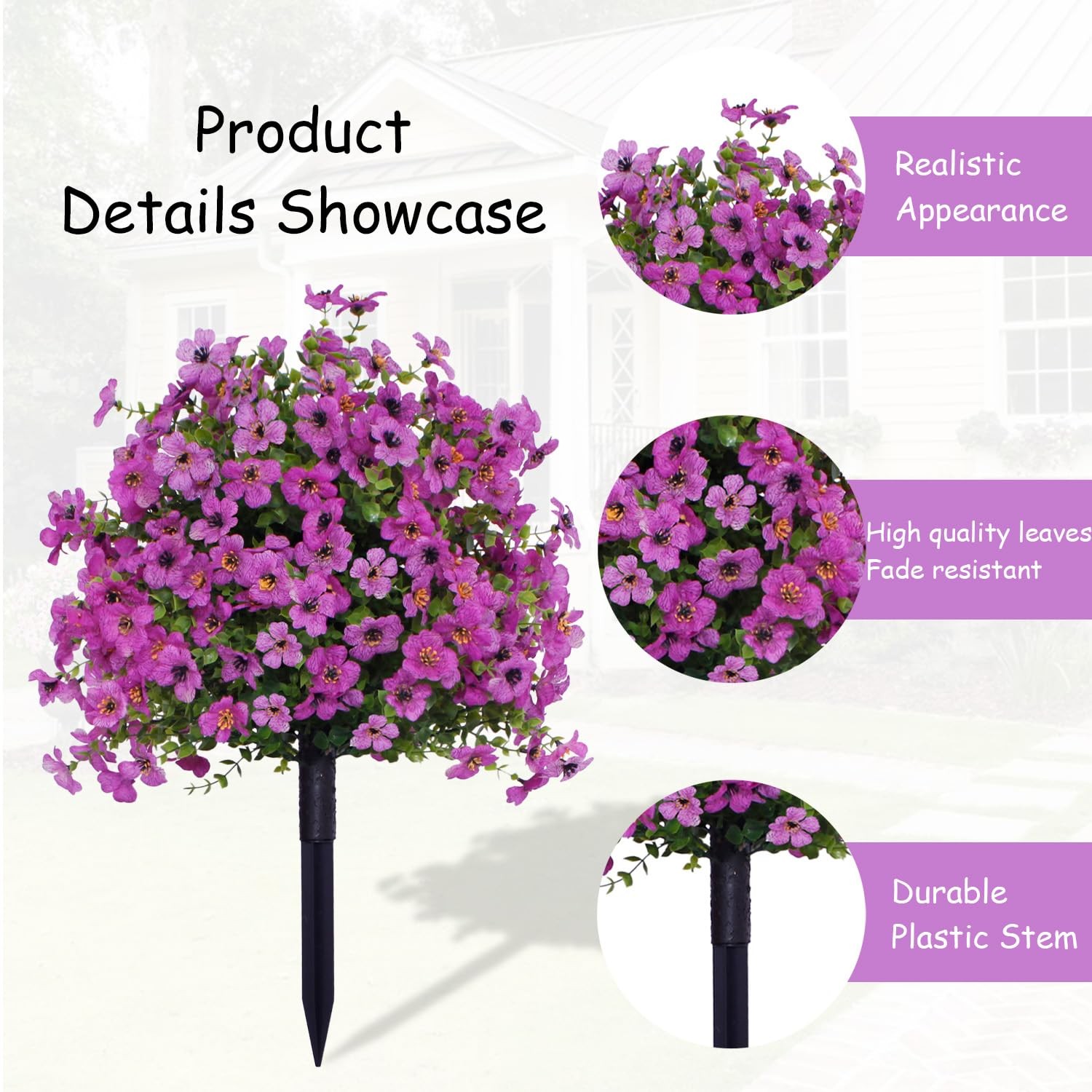 Best 22 inches high 2-Pack Artificial Violet Bush Decoration, UV Resistant Fake