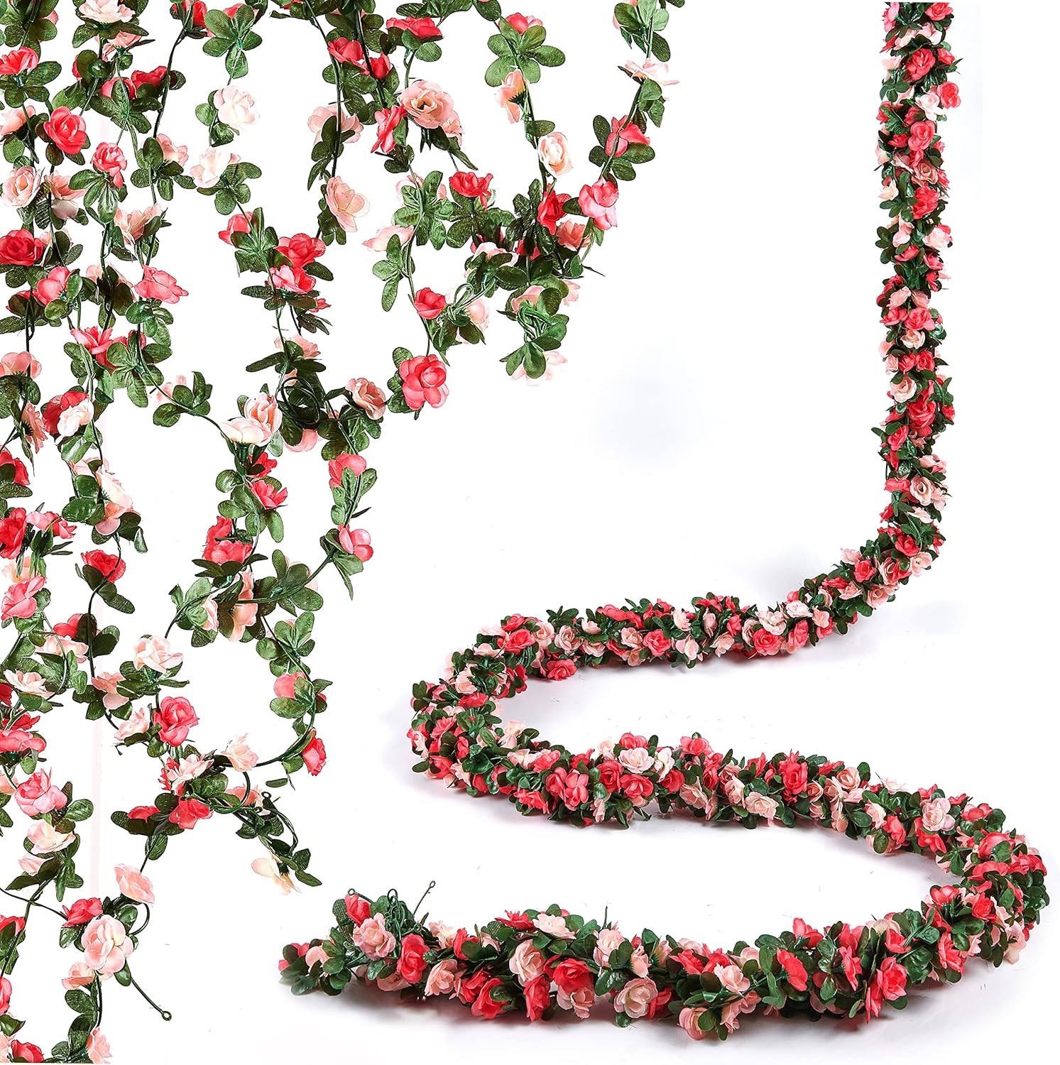 2Pcs 16.4FT Artificial Rose Vine Flower Garland Wedding Baby Shower Wall Decor