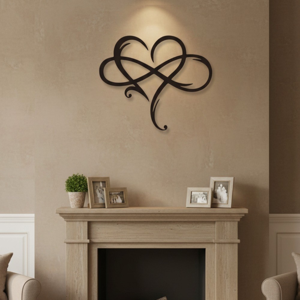 Black Infinity Heart Metal Wall Art Valentine Wedding Anniversary Home Decor