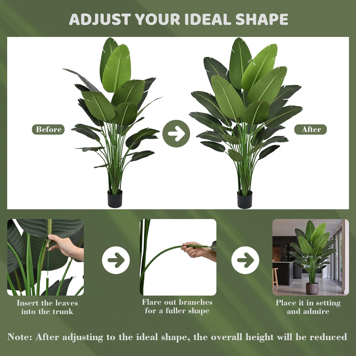 7FT Artificial Bird of Paradise Tree – Deluxe Faux Tropical Plant for Home Decor