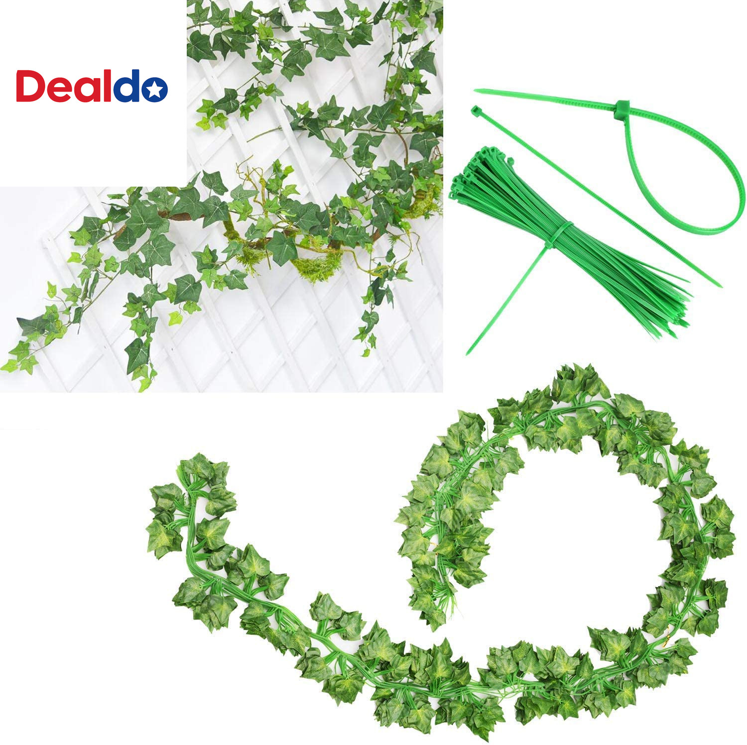 12 Pack Fake Vines for Room Decor Artificial Ivy Garland with Clip Green Flowers