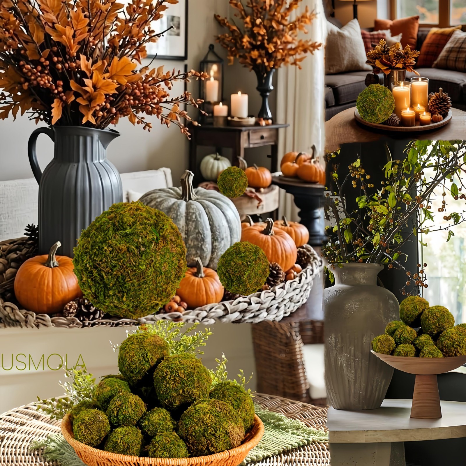 18-Piece Artificial Moss Balls Set – 6 Large 3.2″ & 12 Small 2″ Decorative Fille